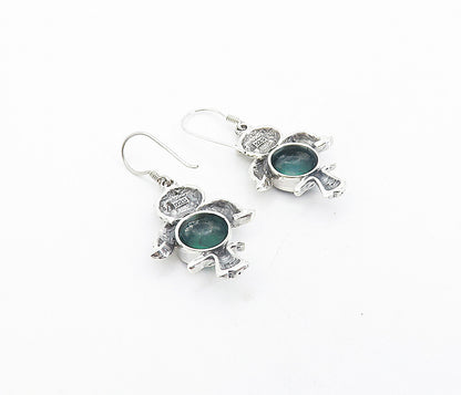 925 Sterling Silver Vintage Abalone Shell Owl Motif Drop Earrings EG3402