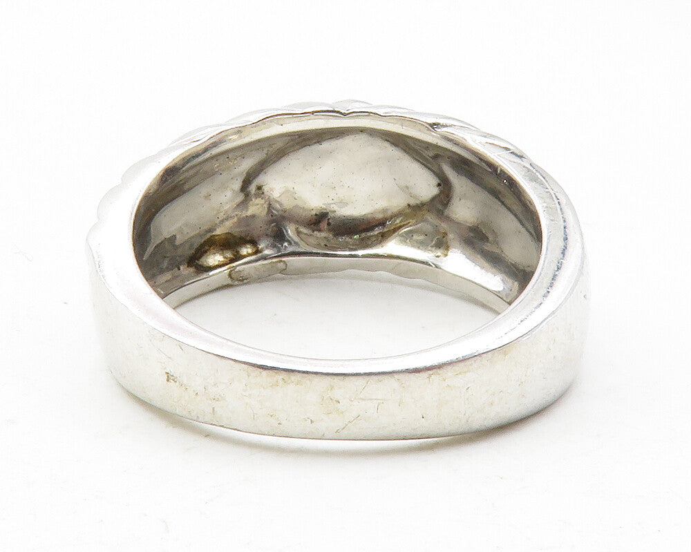 925 Sterling Silver  Genuine Diamonds Shiny Fluted Band Ring Sz 8  RG12151