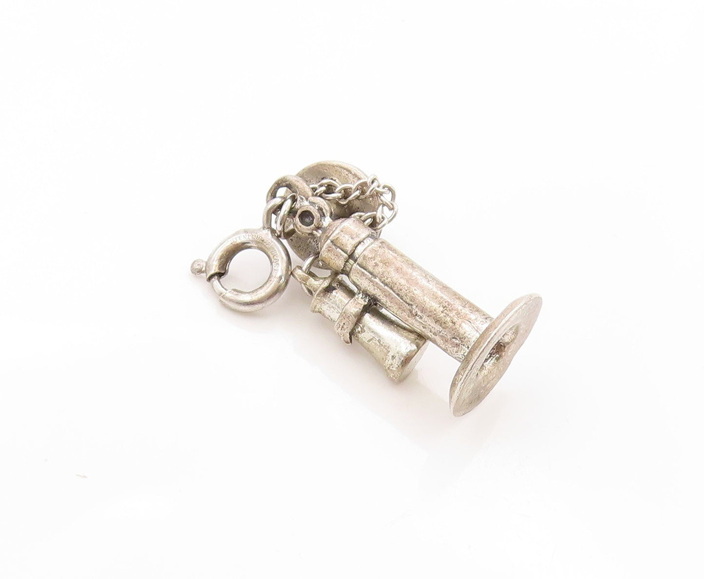 925 Sterling Silver Vintage Pendant Antique Candlestick Telephone Charm  PT25024