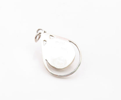 925 Sterling Silver  Vintage Cabochon Quartz Open Tear Drop Pendant PT15162
