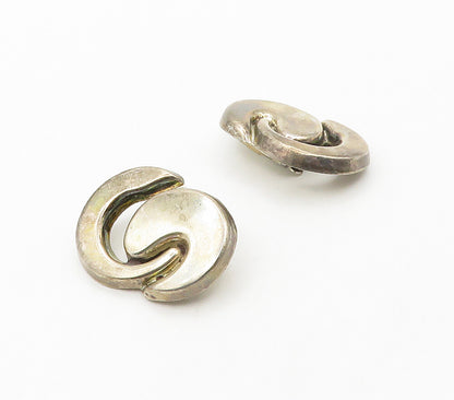 MEXICO 925 Sterling Silver  Vintage Modernist Non Pierce Drop Earrings  EG8058