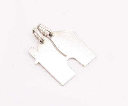 925 Sterling Silver Vintage Pendant Solid Carved House Splitting Line  PT22982