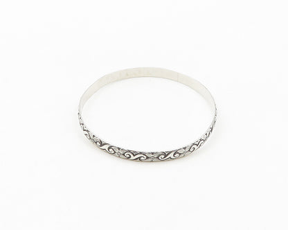 DANECRAFT 925 Sterling Silver  Vintage Floral Swirl Bangle Bracelet  BT7811