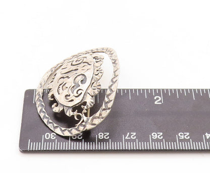 925 Sterling Silver Vintage Brooch Pin Solid Cutout Trible Design Etched BP11325