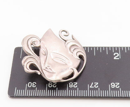 925 Sterling Silver Vintage Brooch Swirly Masquerade Theater Mask Pin  BP12102