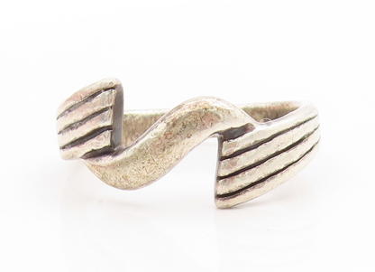 925 Sterling Silver Vintage Ring Etched Serpentine Wave Band  Sz 7.5  RG33756