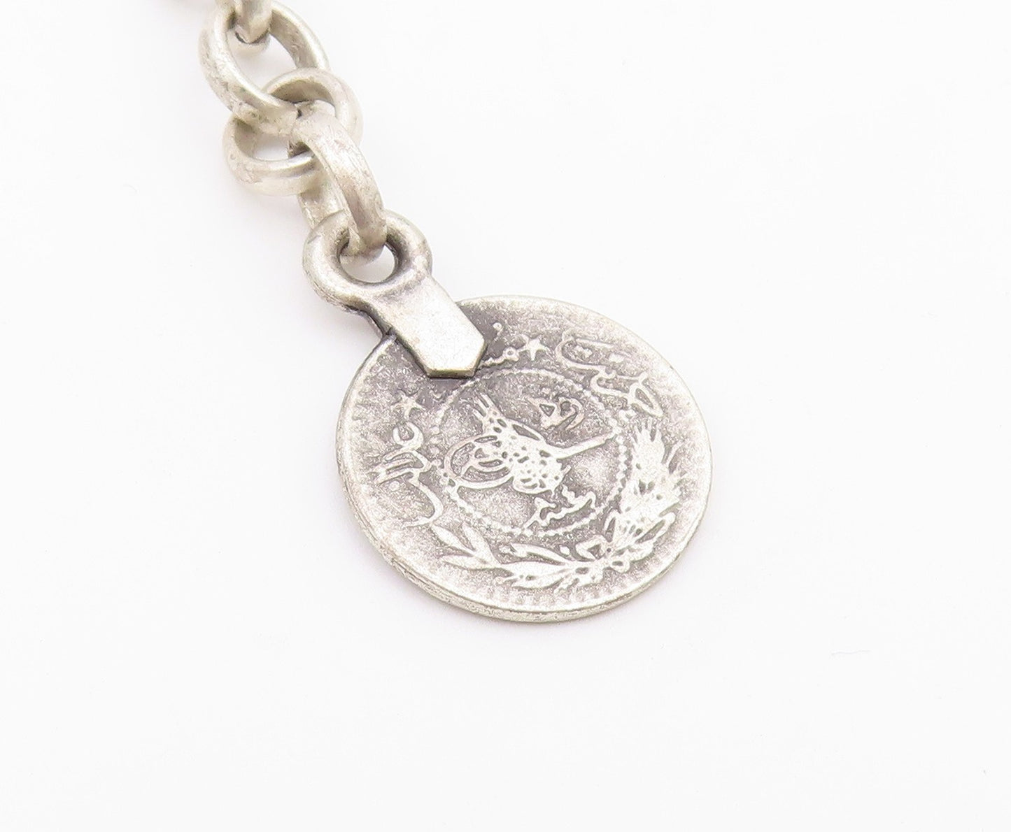 925 Sterling Silver  Vintage Engraved Disc Beaded Rope Necklace  NE3982