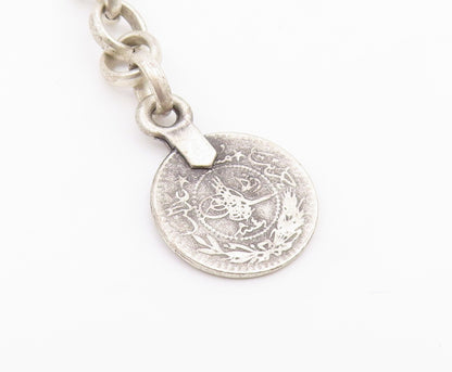 925 Sterling Silver  Vintage Engraved Disc Beaded Rope Necklace  NE3982
