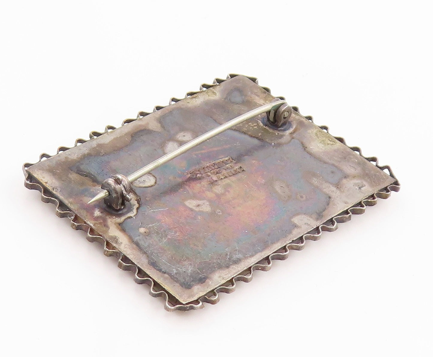925 Sterling Silver Vintage Brooch Pin Carnelian Rectangular Filigree  BP12520