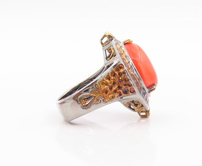 925 Sterling Silver Vintage Ring MICHAEL VALITUTTI Orange Gemstone  Sz 8 RG32470