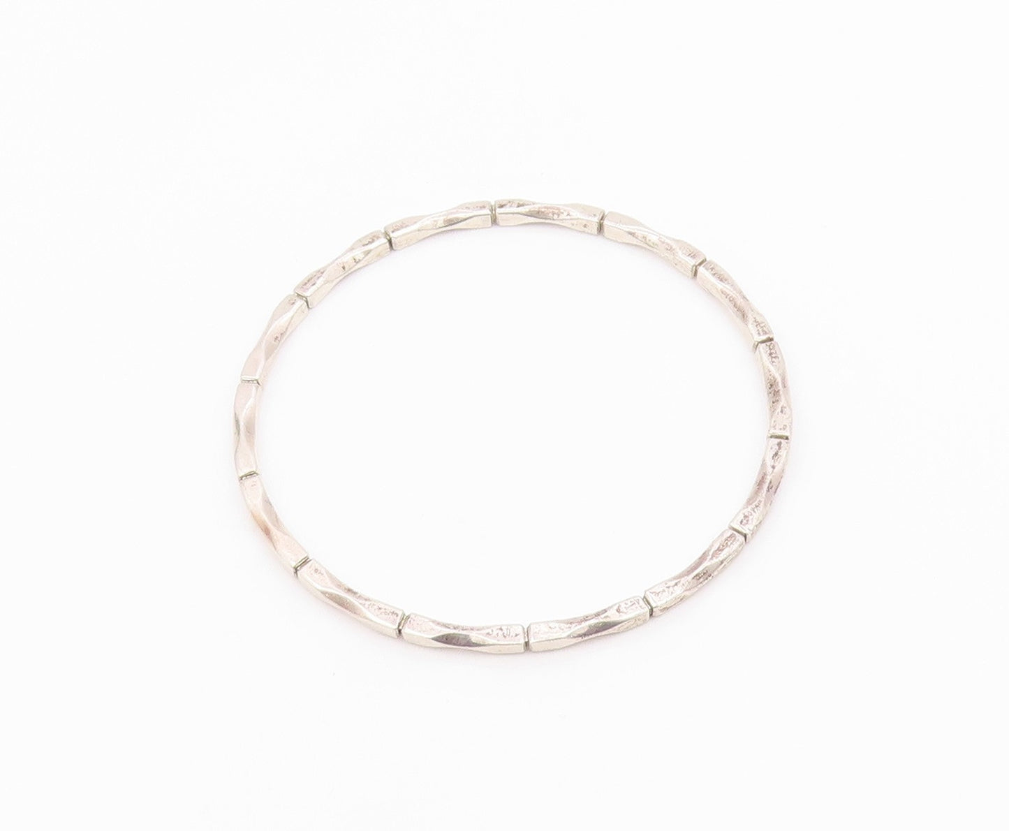 MEXICO 925 Silver  Vintage Shiny Diamond Cut Detail Bangle Bracelet  BT9044