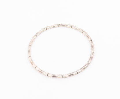 MEXICO 925 Silver  Vintage Shiny Diamond Cut Detail Bangle Bracelet  BT9044