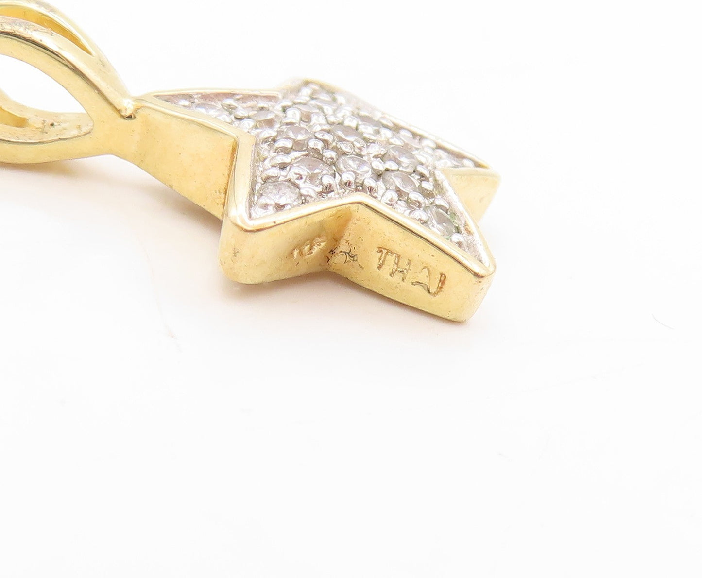 925 Sterling Silver Vintage Pendant Gold Plated Clustered CZ Star Charm  PT25061