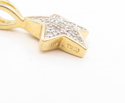 925 Sterling Silver Vintage Pendant Gold Plated Clustered CZ Star Charm  PT25061