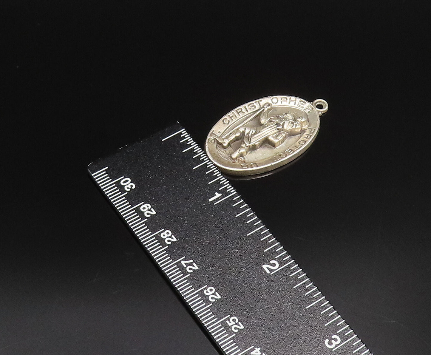 HAYWARD 925 Silver  Vintage St. Christopher & Jesus Religious Pendant  PT21619