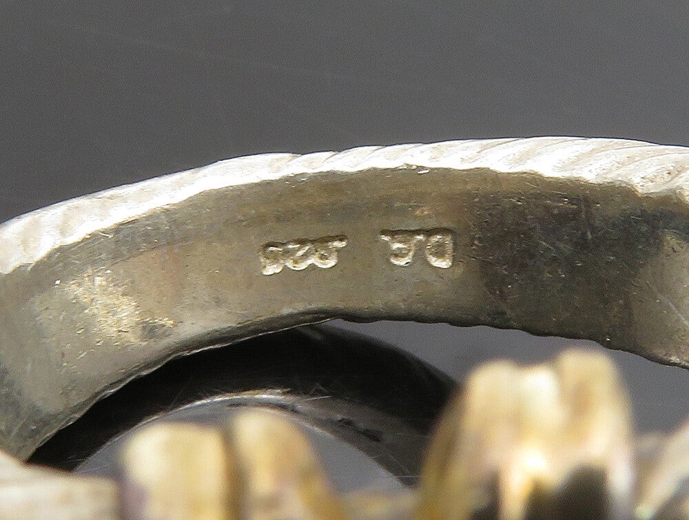 925 Sterling Silver  Vintage Shiny Two Tone Rope Twist Band Ring Sz 9  RG24176