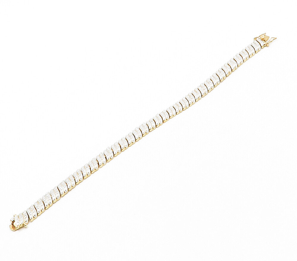 ROSS SIMON 925 Silver   Genuine Diamonds Two Tone Chain Bracelet  BT6508