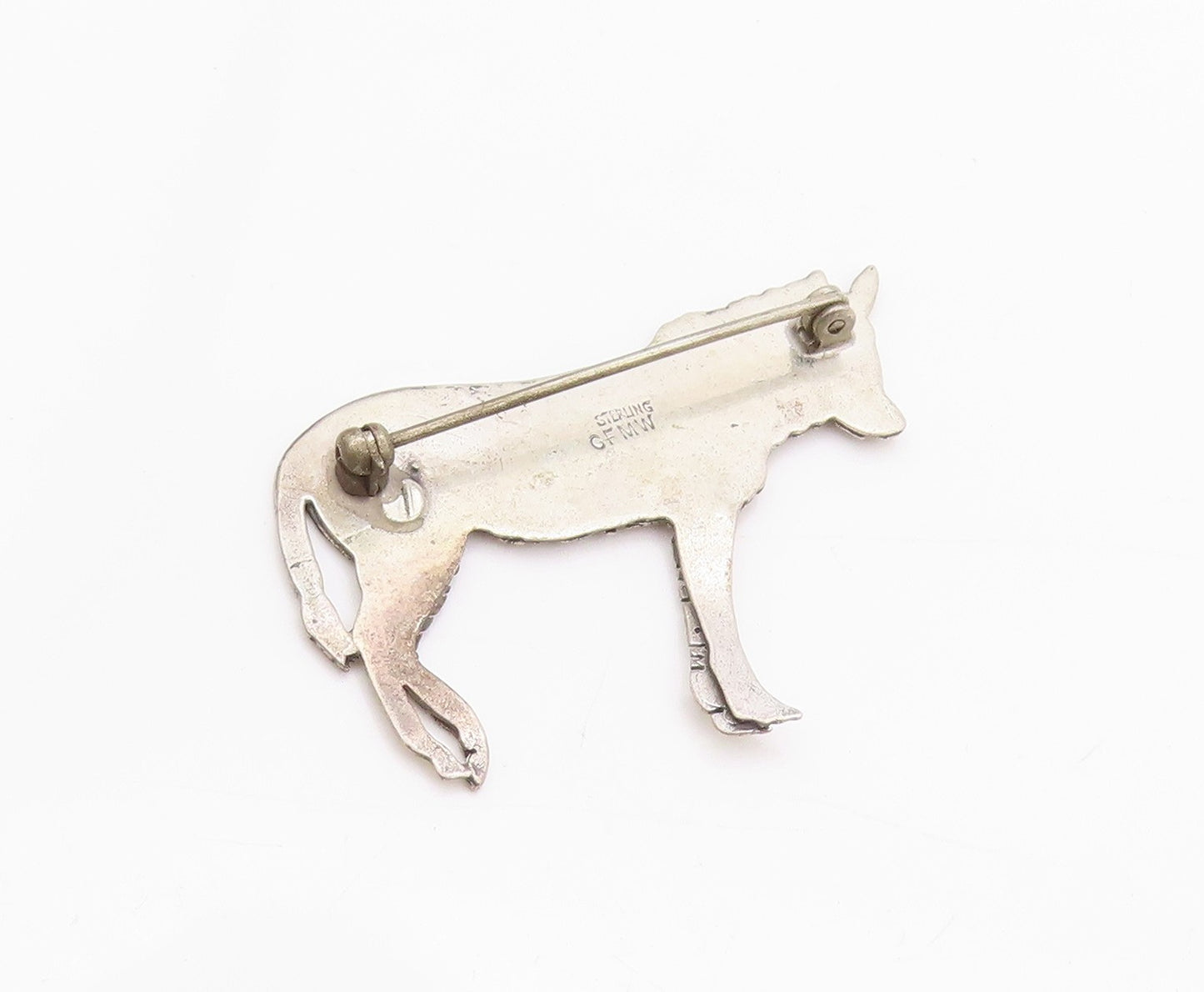 925 Sterling Silver Vintage Brooch GFMW Solid Etched Striped Zebra  BP11572
