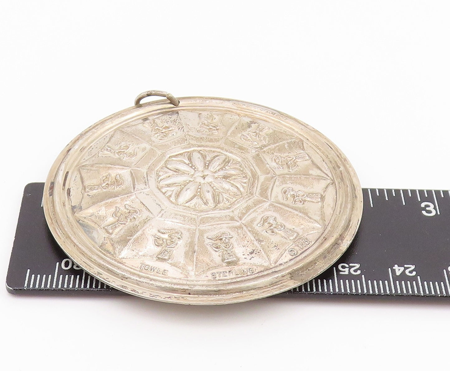 925 Sterling Silver Vintage Pendant TOWLE Eleven Pipers Piping Carved  PT24251