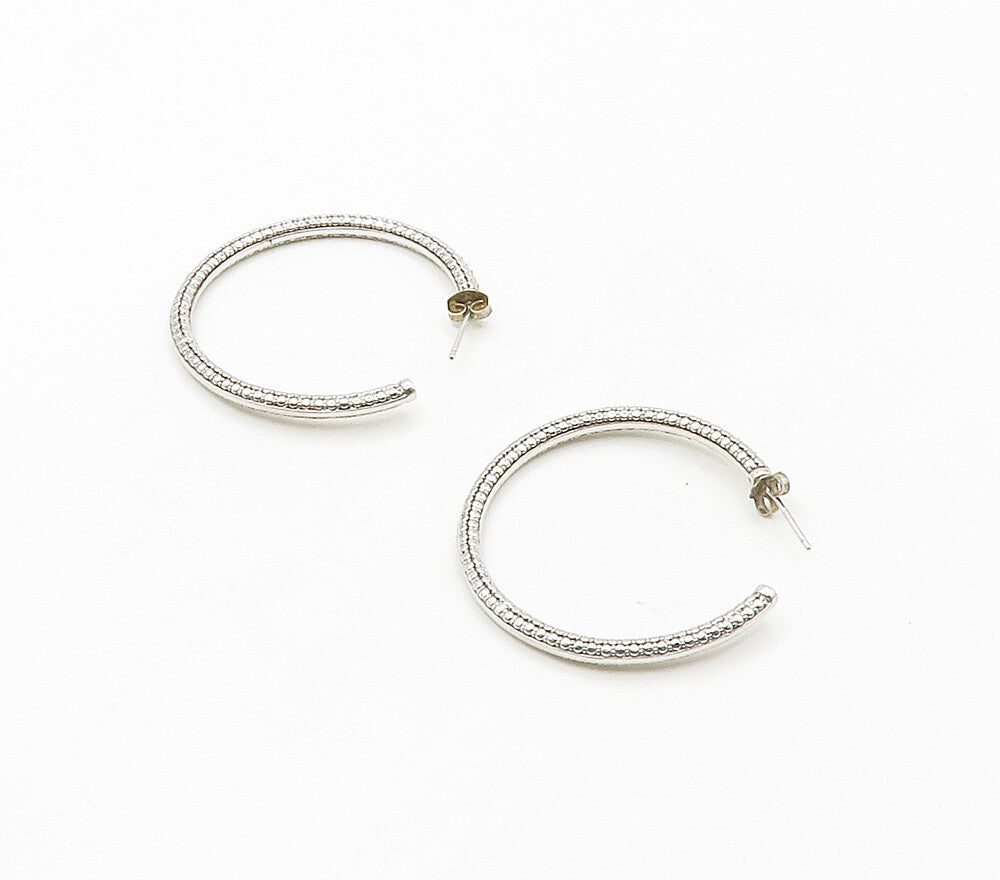 925 Sterling Silver  Shiny Genuine Diamonds Round JHoop Earrings  EG8342