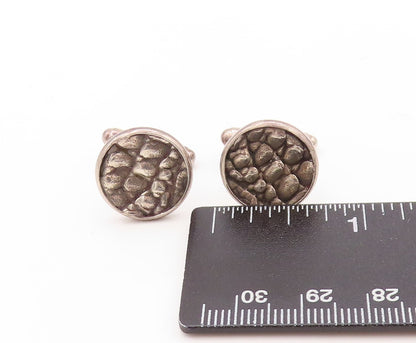 925 Sterling Silver Vintage Cuff Links PAMELA BLOOM Bubble Effect Carved TR3777
