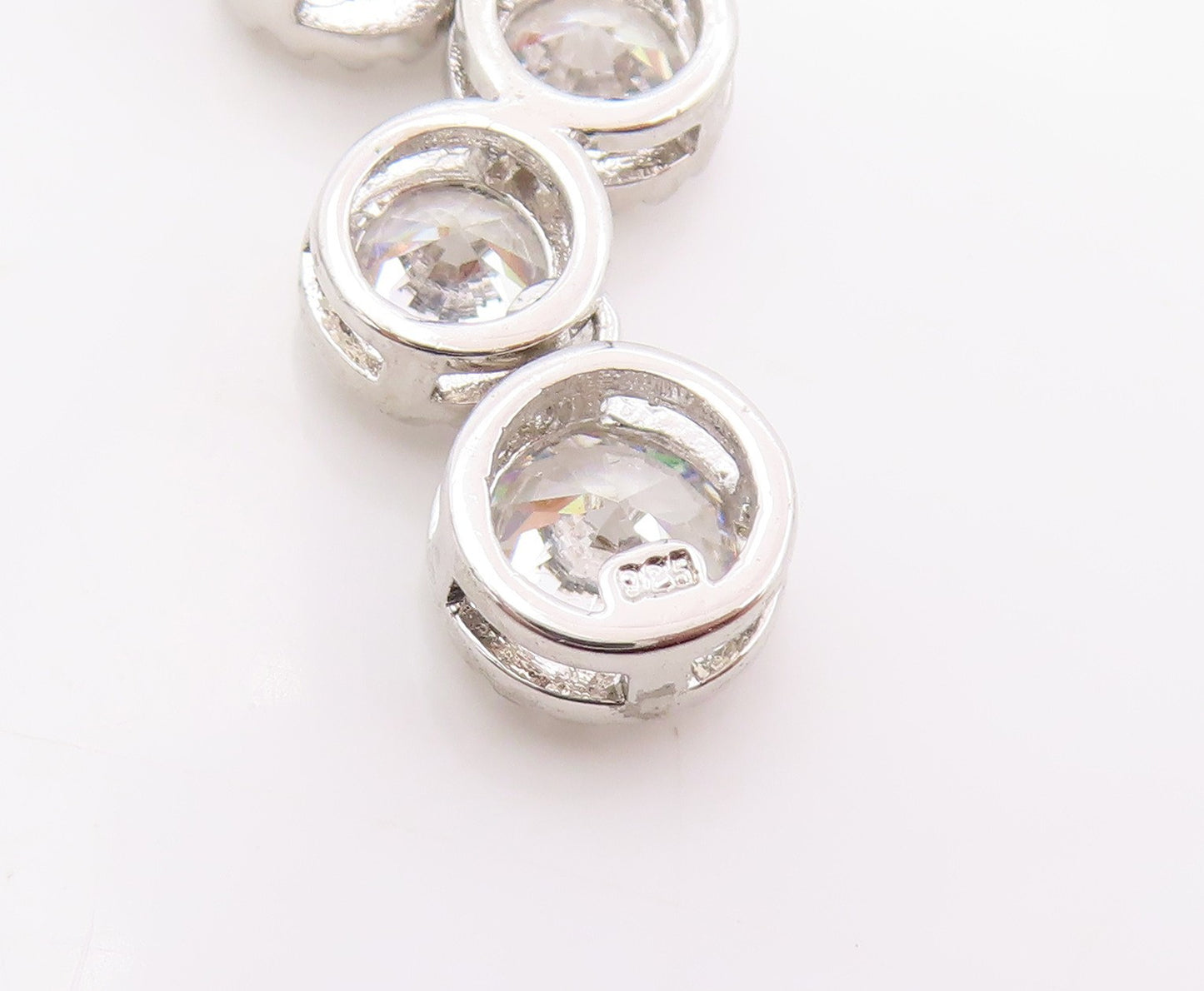 925 Sterling Silver Vintage Earrings Classic Round Cut CZ Tennis Drop  EG14328