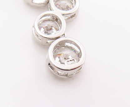 925 Sterling Silver Vintage Earrings Classic Round Cut CZ Tennis Drop  EG14328