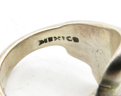 MEXICO 925 Sterling Silver  Vintage Shiny Dark Tone Bypass Ring Sz 6.5 RG13306