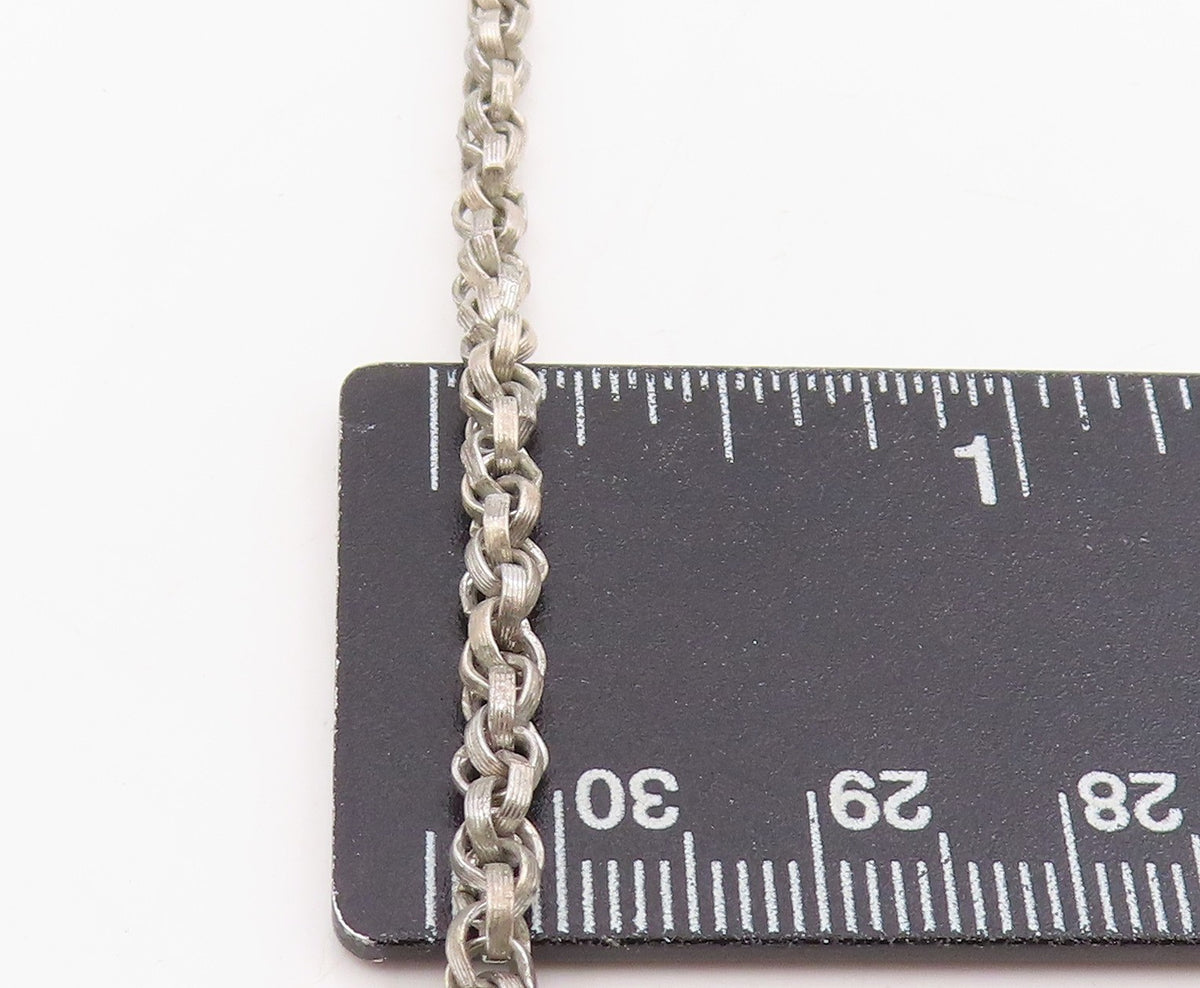 925 Sterling Silver Vintage Necklace Interlocking Round Link Cable Chain NE4742
