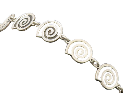 925 Sterling Silver Vintage Bracelet MEXICO Solid Carved Spiral Linked  BT10228
