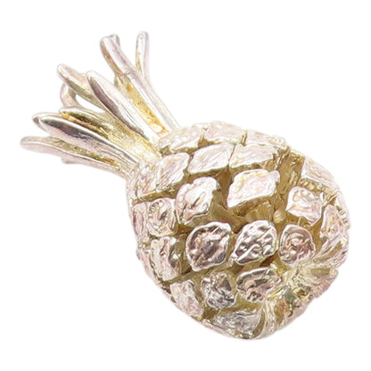 925 Sterling Silver  Vintage Shiny Heavy Pineapple Fruit Pendant  PT16921