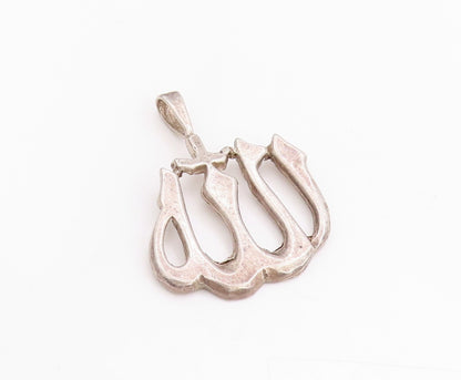 925 Sterling Silver Vintage Pendant Cutout Religious God Name In Urdu  PT24571