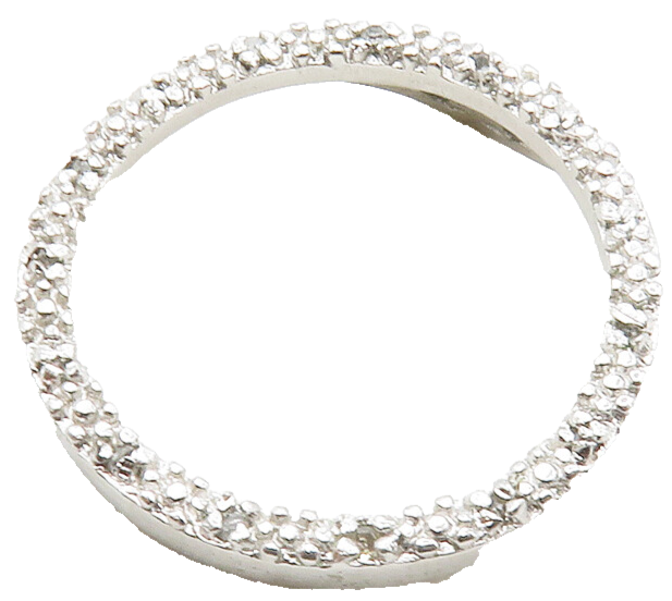 925 Sterling Silver  Genuine Diamonds Shiny Open Circle Pendant  PT10371