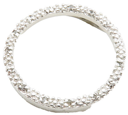 925 Sterling Silver  Genuine Diamonds Shiny Open Circle Pendant  PT10371