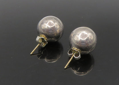 925 Sterling Silver & 14K GOLD  Vintage Shiny Sphere Stud Earrings  EG11275