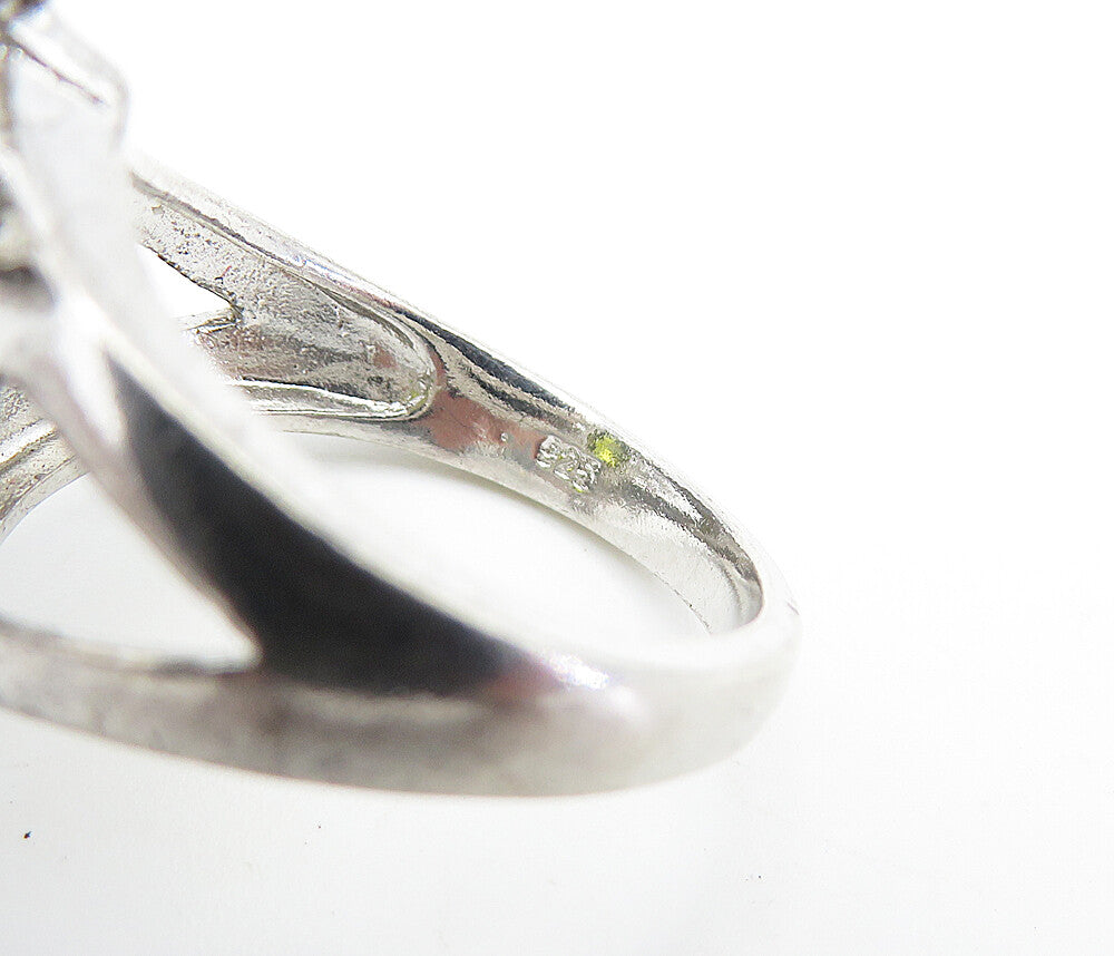 925 Sterling Silver  Marquise Cut Peridot & Topaz Cocktail Ring Sz 6  RG7292