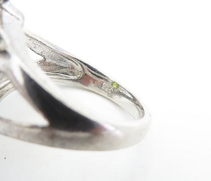 925 Sterling Silver  Marquise Cut Peridot & Topaz Cocktail Ring Sz 6  RG7292