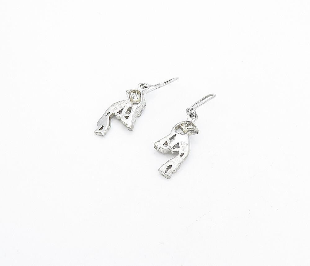 925 Sterling Silver  Fire Opal & Cubic Zirconia Kokopelli Drop Earrings EG3497