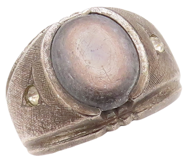 925 Sterling Silver Vintage Ring CLARK COOMBS Antique Carved CZ  Sz 8  RG29090