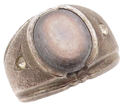 925 Sterling Silver Vintage Ring CLARK COOMBS Antique Carved CZ  Sz 8  RG29090