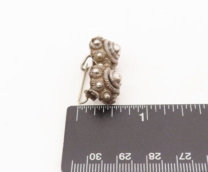 925 Sterling Silver Vintage Brooch Pin Solid Coiled Wire Domed Flowers  BP10548
