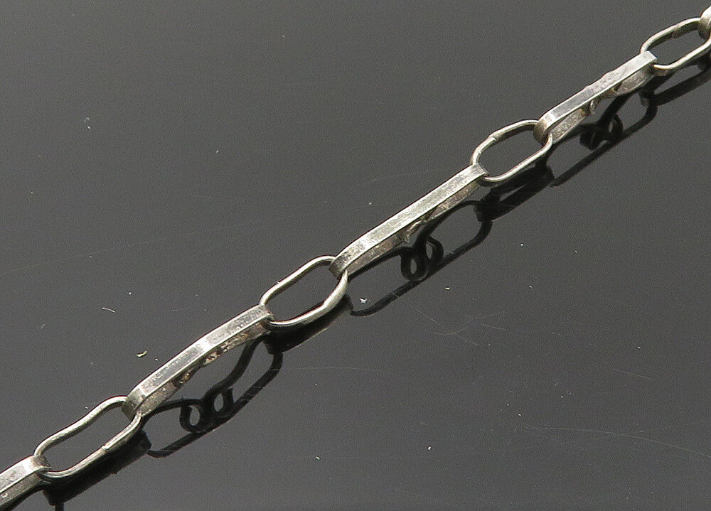 925 Sterling Silver  Vintage Green Stone Starfish Motif Chain Necklace  NE3390