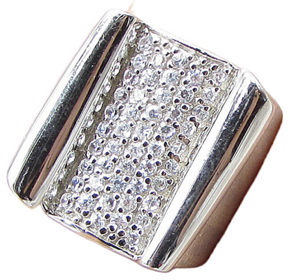 925 Silver  White Cubic Zirconia Scroll Design Cluster Ring Sz 8  RG1581
