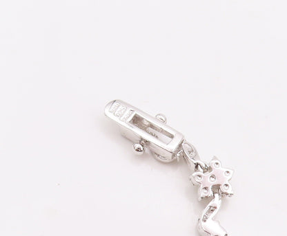 925 Sterling Silver Vintage Bracelet Cutout Pearls & CZ Inlay Flowers  BT10634