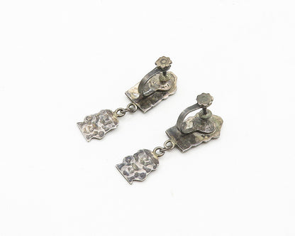 925 Sterling Silver  Vintage Antique Statue Non Pierce Dangle Earrings  EG7494