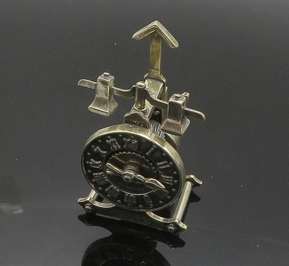 925 Sterling Silver  Vintage Heavy Mechanical Desktop Clock (SPINS)  TR2752