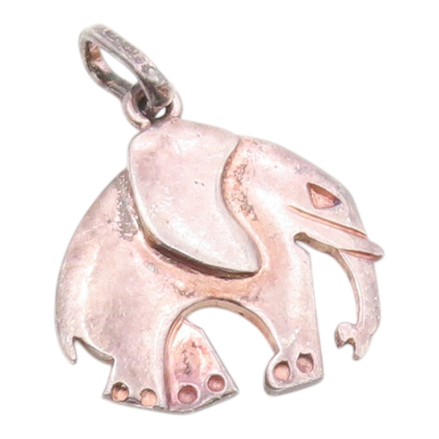 925 Sterling Silver  Vintage Shiny Dark Tone Elephant Motif Pendant  PT7198