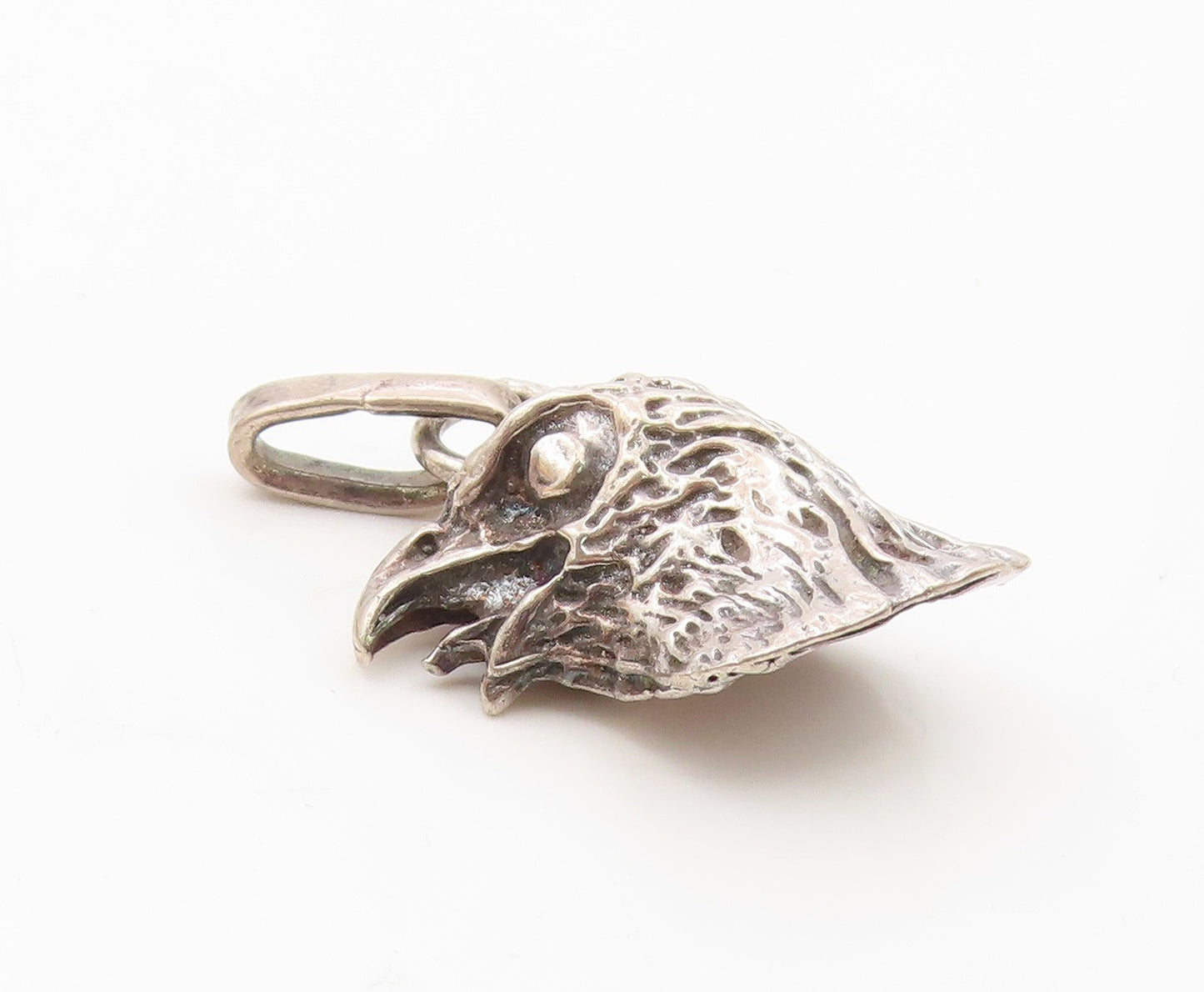 925 Sterling Silver  Vintage Shiny Hollow Eagle's Head Motif Pendant  PT16795