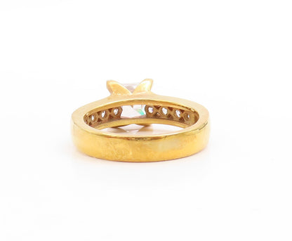 925 Sterling Silver Vintage Ring Gold Plated Minimalist CZ Inlay  Sz 7  RG30544