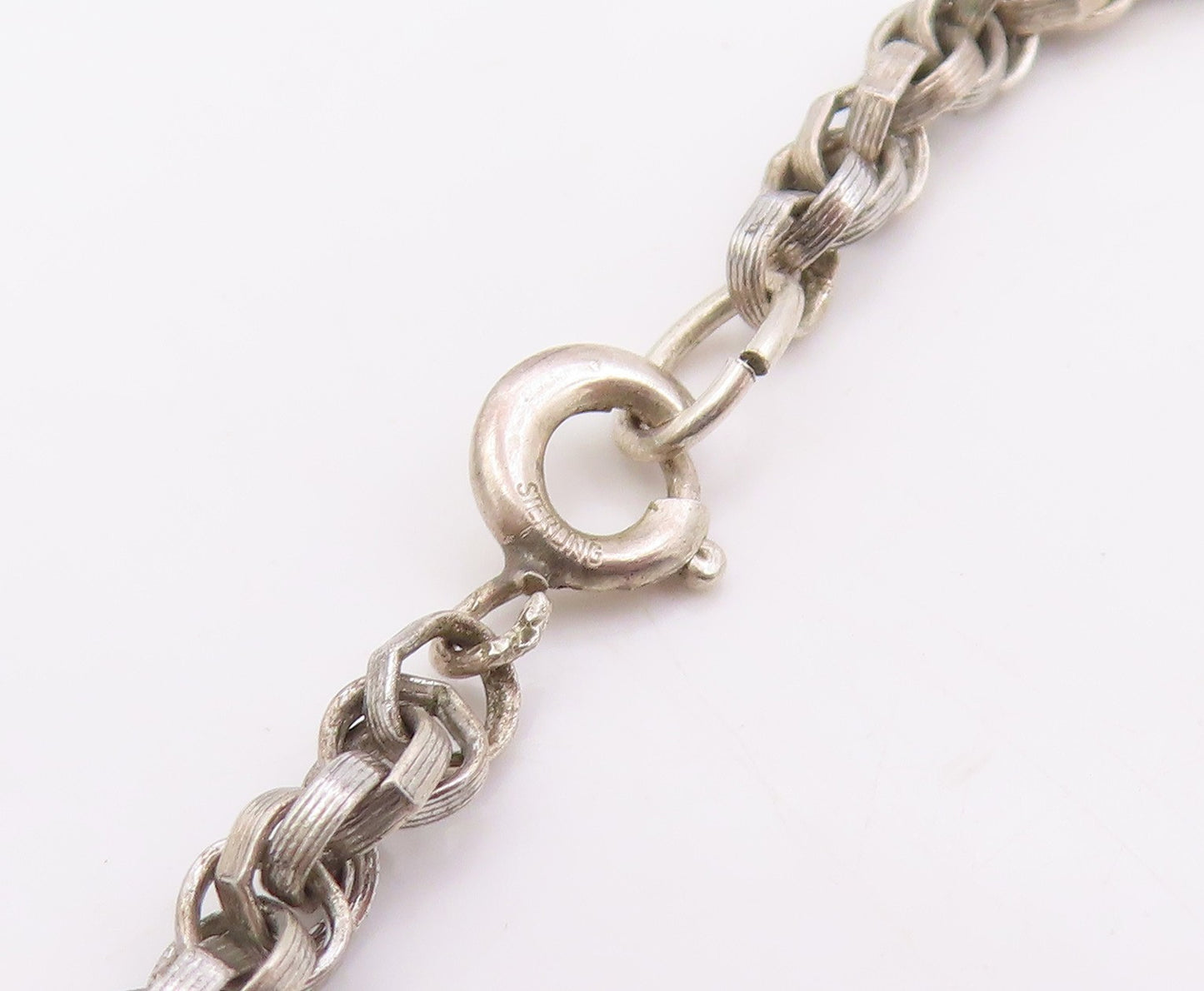 925 Sterling Silver Vintage Necklace Interlocking Round Link Cable Chain NE4742